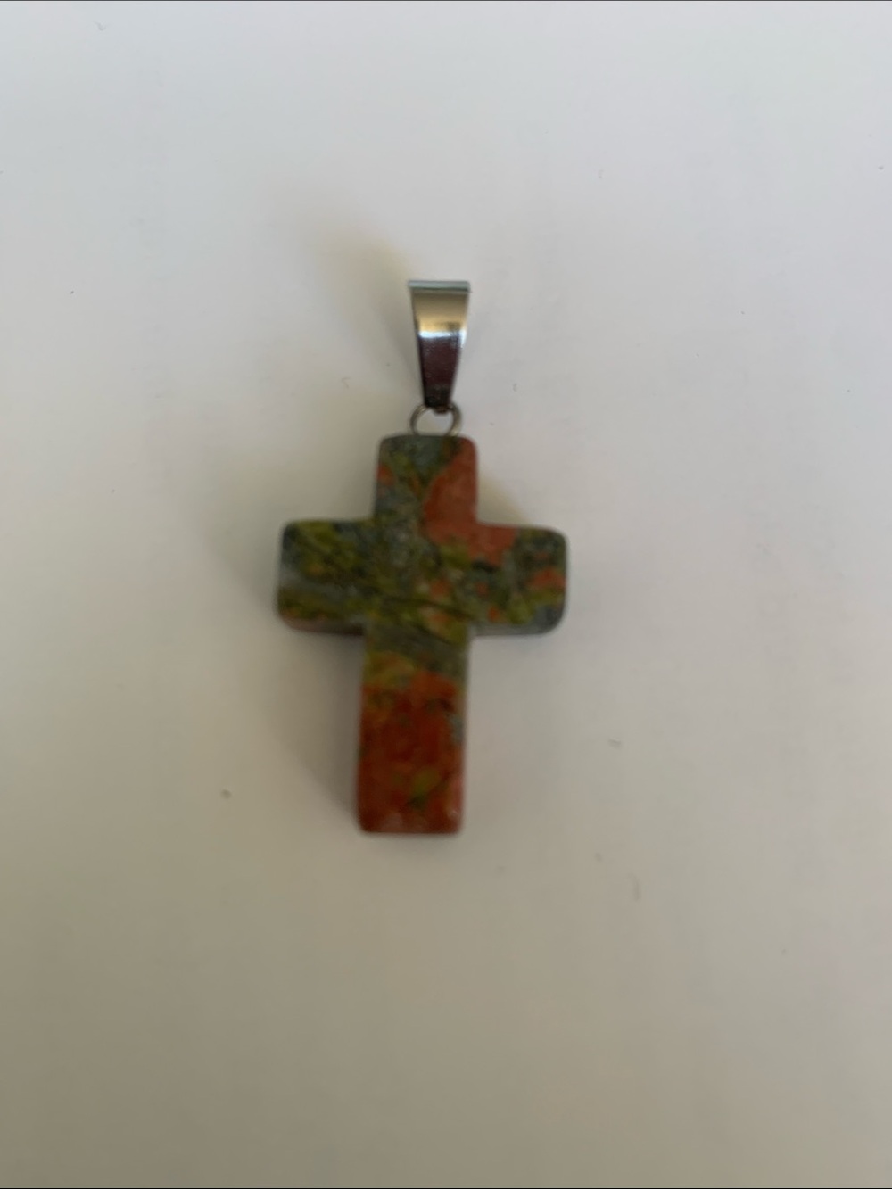Multicolor Stone Cross Pendant Necklace